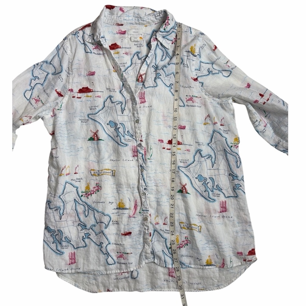 C&C California 100% Linen Nautical Map Long Sleeve Button Shirt Size XL - Picture 10 of 10